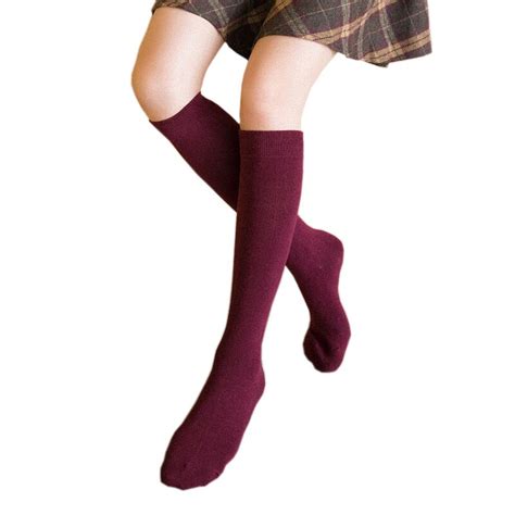 Sexy Women Red Stockings Solid Leg Warme Thigh High Knee Socks Long