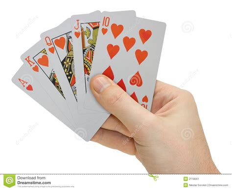 High card hands that differ by suit alone, such as 10 ♣ 8 ♠ 7 ♠ 6 ♥ 4 ♦ and 10 ♦ 8 ♦ 7 ♠ 6 ♣ 4 ♣, are of equal rank. Hand with playing cards stock image. Image of currency - 2118561