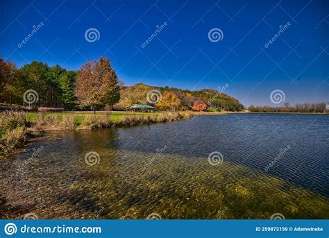 Fall Colors At Lake Marion Park In Mazomanie Wi Stock Image Image Of