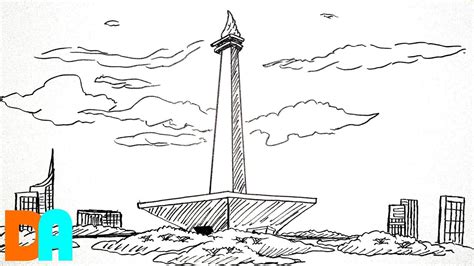 Mewarnai Menggambar Monas Monumen Nasional Monas Indonesian Monument