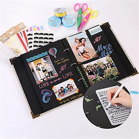 Diy Photo Album Scrapbook 85x11 Inch Hardcover 3 Ring Black Scrapbook Paper 60 Pages Many