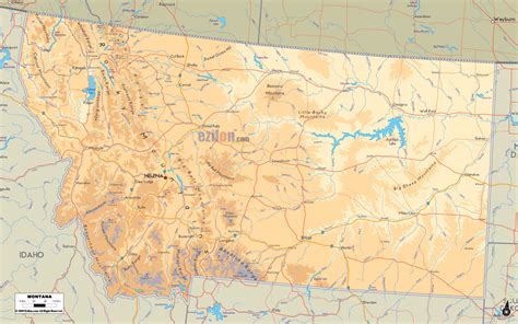 Physical Map Of Montana Ezilon Maps