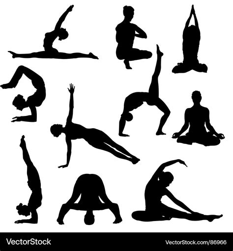 Yoga Poses Silhouettes Royalty Free Vector Image