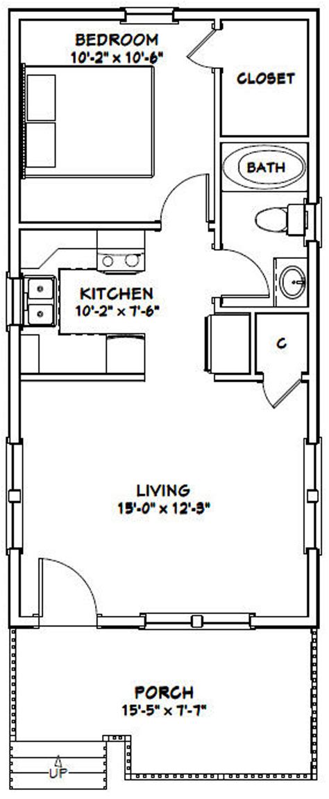16x32 House 1 Bedroom 1 Bath 511 Sq Ft Pdf Floor Plan Etsy