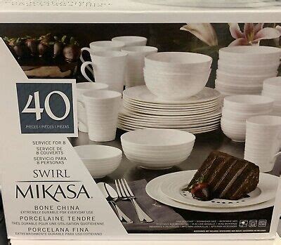 Mikasa Swirl Piece Bone China Dinnerware Set New Open Box