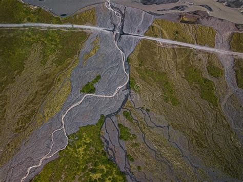 Aerial View Of Glacier River In Iceland Stock Image Image Of Island