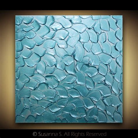 Original Blue Painting Turquoise Teal Abstract Painting Textured