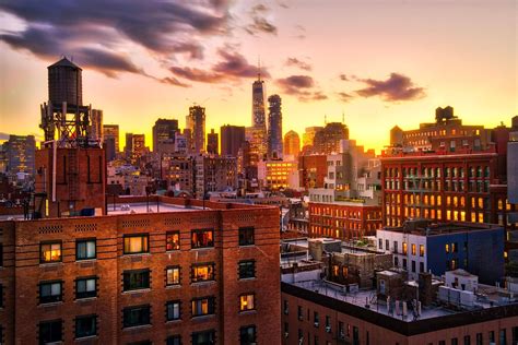 New York Sunset New York Sunset Sunset City New York Rooftop