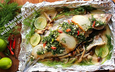 Oven baked fish sticks are crunchy on the outside and tender and moist on the inside! Let's eat......simple!: Baked Whole Fish with Dill and ...