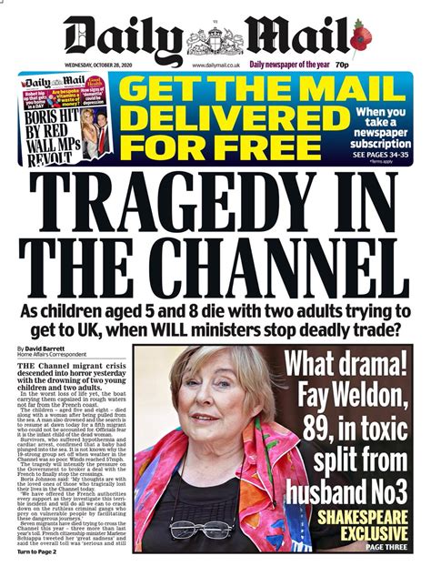 Daily Mail Front Page 1st Of October 2020 Tomorrows Papers Today