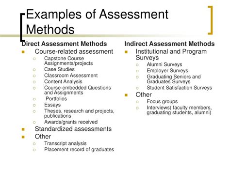Examples Of Assessment Methods