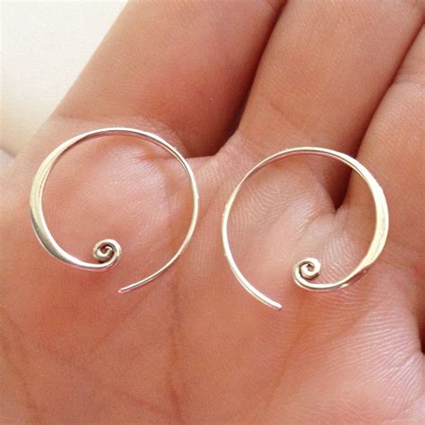 sterling silver curled hoop earrings by fashionjunkie4life hammered hoop earrings wire earrings