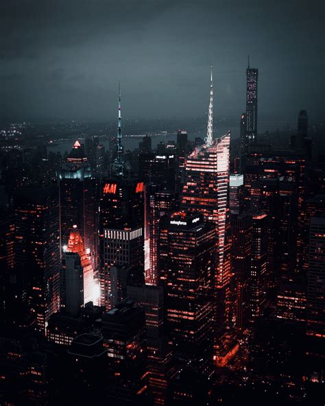 Aerial Photography Of City With High Rise Buildings During Night Time
