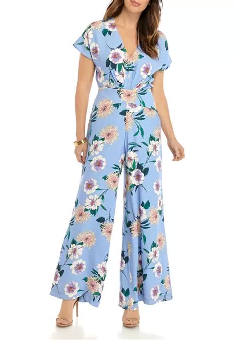 Taylor Womens Floral Printed Jumpsuit Belk