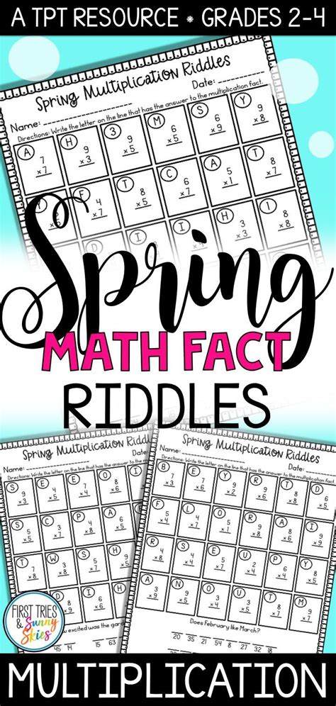 Spring Multiplication Facts Riddles Help Each Student With Memorizing