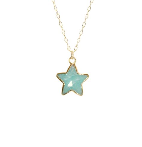 Star Necklace Green Amazonite Necklace Green Star Pendant Green