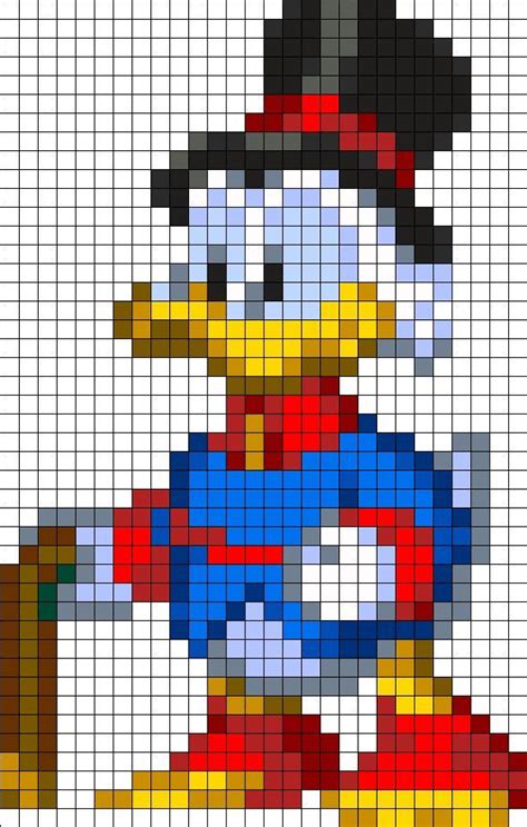 Il vous suffira de l'imprimer sur une feuille a4 afin de. Donald duck | Coloriage pixel, Coloriage pixel art, Pixel ...