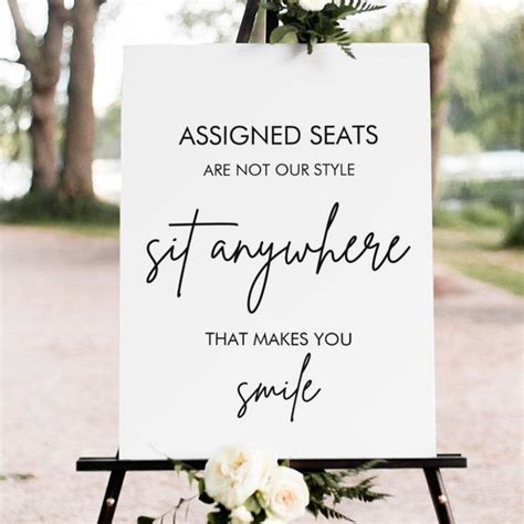 Wedding No Assigned Seats Sit Anywhere Sign Zazzle Wedding Seating Signs Open Seating