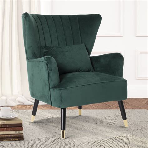 Velvet Emerald Green Camila Accent Wingback Chair Stunning Chairs