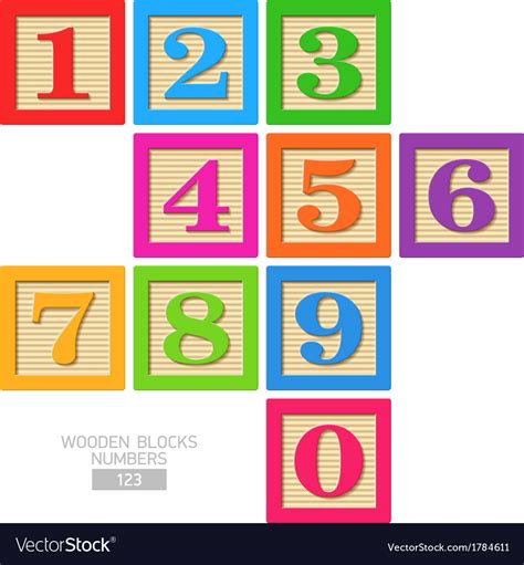Wooden Blocks Numbers Royalty Free Vector Image