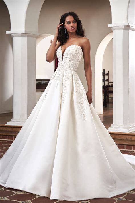T212065 Embroidered Lace And Couture Satin Ball Gown With Strapless