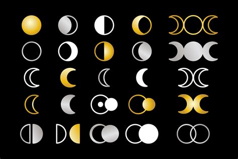 Moon Cycle Icons Clip Art Set By Running With Foxes Thehungryjpeg