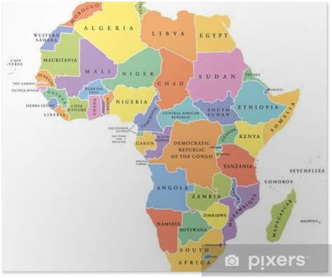 Plakat Afryka Singiel Stanowi Mapę Polityczną Każdy Kraj Posiada