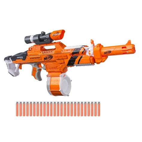 Most blasters within the series feature the use of tactical rails and attachment points for barrel extensions and shoulder stocks.the series also continues the use of the clip system introduced within the series' predecessor. Nerf N-Strike Elite Stratohawk — joguinesibicisgaspar