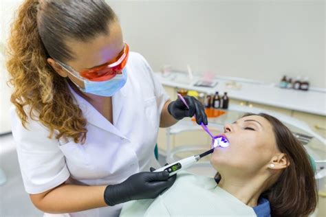 Adult Female Dentist Treating Patient Woman Teeth Medicine Dentistry