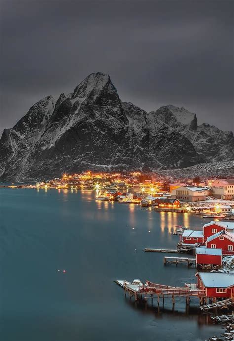 Reine At Night Beautiful Places In The World Travel