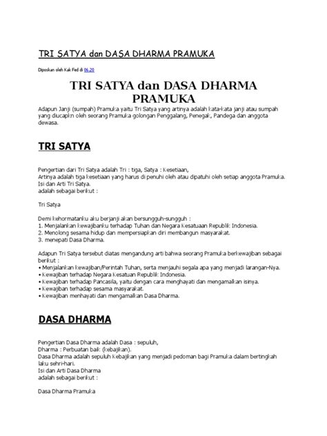 Tri Satya Dan Dasa Dharma Pramuka Pdf