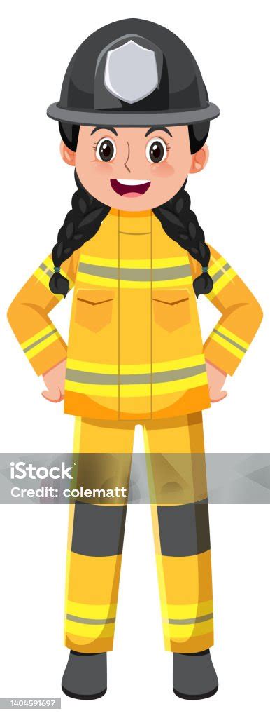Karakter Kartun Petugas Pemadam Kebakaran Dengan Latar Belakang Putih