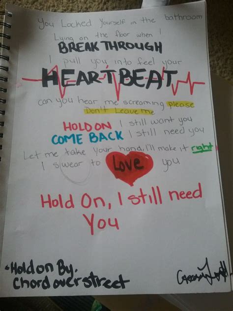 Hold on by chord overstreet is a powerful and emotional song about finding a loved one close to death. Hold On- Chord Overstreet | Heartbreak art, Lyric art ...