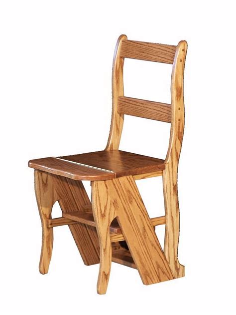 I got tired of my wife standing on the nice dining chairs to reach the. Amish Hardwood Library Step Stool Chair