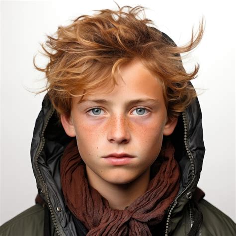 Premium Ai Image Serious 13yearold Dutch Boy With Focused Look