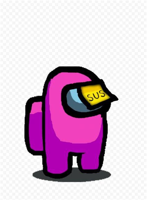 Hd Among Us Pink Crewmate Character With Sus Sticky Note Hat Png Citypng