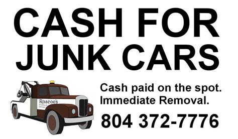 Cash For Junk Cars Junk Car Removal Richmond Va Roscoes Junk Cars