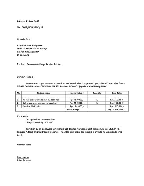 Contoh Proposal Penawaran Jasa Maintenance Satu Trik