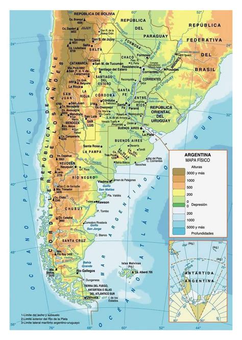 The above outline map represents argentina, a country located in southern south america. Physical map of Argentina with cities | Argentina | South ...
