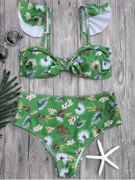 High Waisted Bikini Set In Green Cute Colourful And Quirky Bathers My Xxx Hot Girl