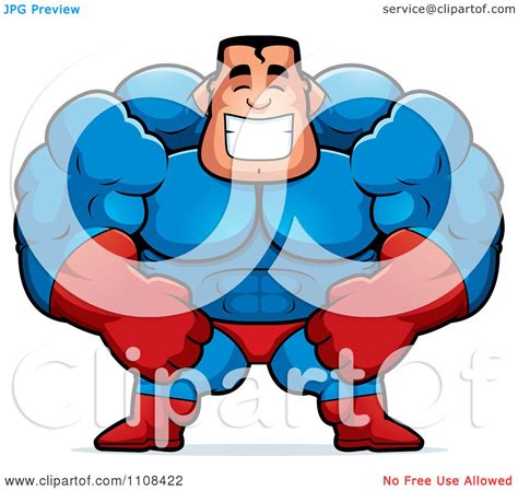 Clipart Happy Buff Super Hero Guy Royalty Free Vector Illustration By