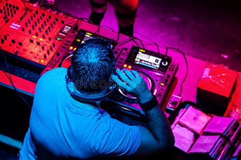 Dj Playing The Track In The Nightclub Stock Photo Image Of Equipmant