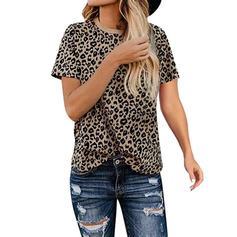 Leopard Print Basic Wild Women Tshirt Summer 2019 Womens Casual Cute Soft Touch Tops Short