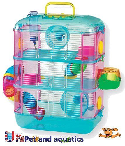 A Lazy Bones Hamster Cage Three Storey With Tubes Blue Hamster Cage Hamster Cages Dwarf