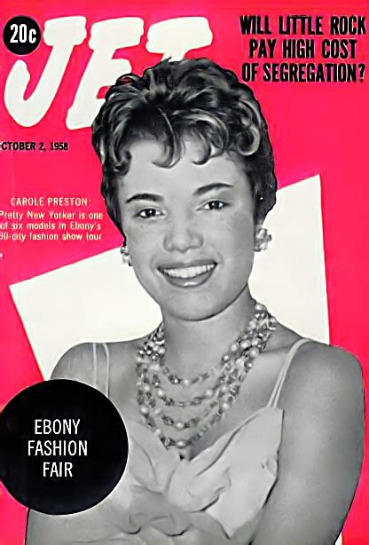 carole preston is part of the ebony fashion fair jet magazine october 2 1958 a photo on