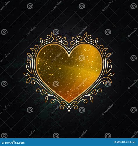 Royal Golden Frame In Shape Of Heart Stock Vector Illustration Of