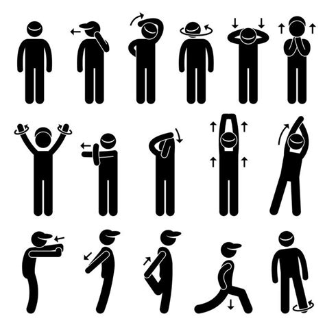 Body Stretching Exercise Stick Figure Pictogram Icon Stick Figures