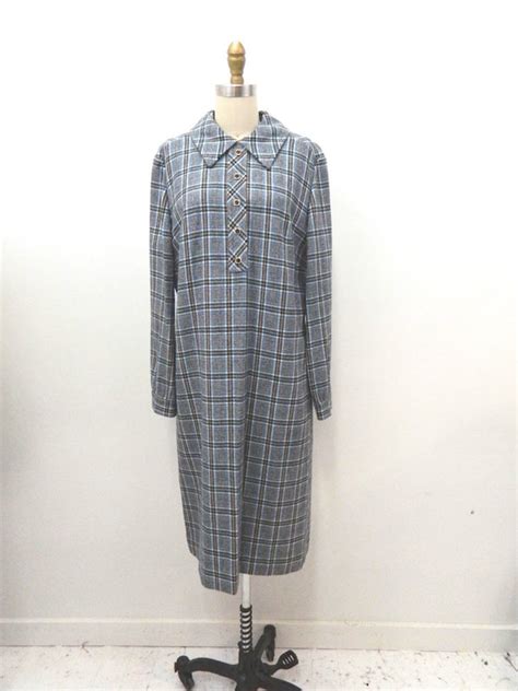 1960s pendleton dress blue plaid wool shift dress… gem