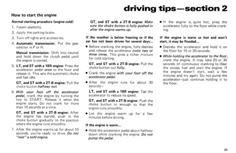 Toyota Celica Owners Manual 1976 Au Page 25 100dpi Retro Jdm