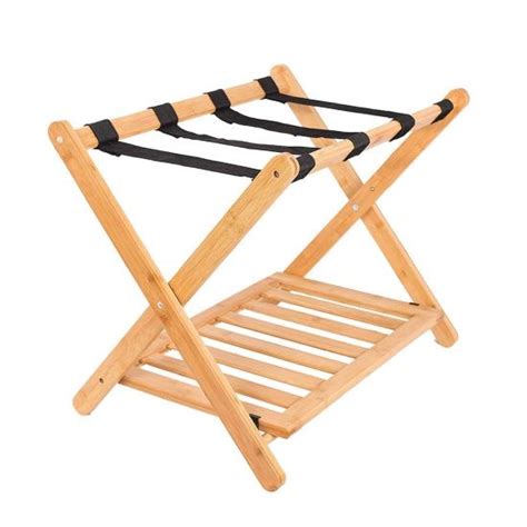 Custom Bamboo Luggage Rack With Shelf Appearance And Color